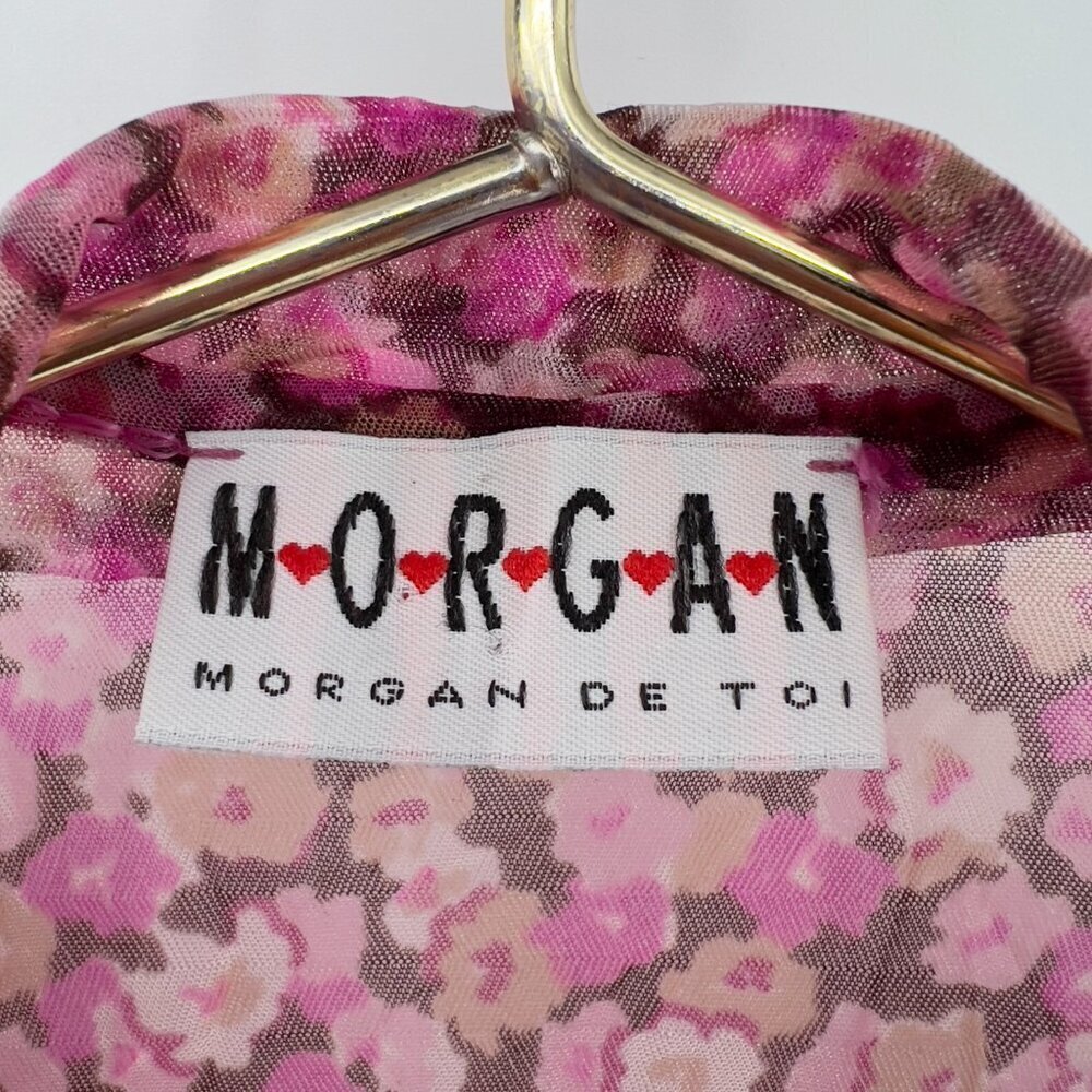 Morgan de Toi Sheer Floral Sleeveless Blouse — Pink & Mauve - Picture 4 of 9